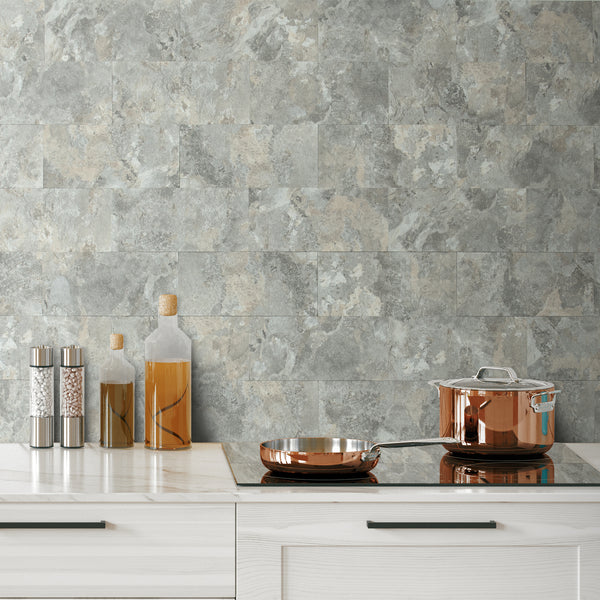 6‘’x12'' Grey and Beige Slate Subway PVC Tile