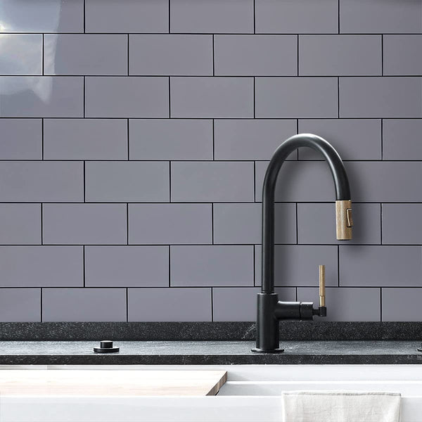 Polished Grey Ceramic Look Subway PVC Tile - Canada