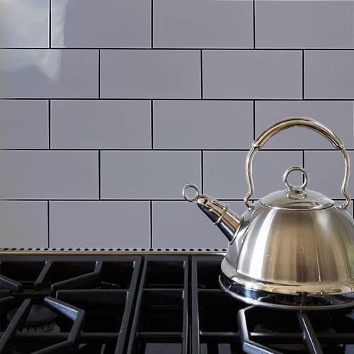 Polished Grey Ceremic Look Thick PVC Tile with Faux Black Grout - Canada