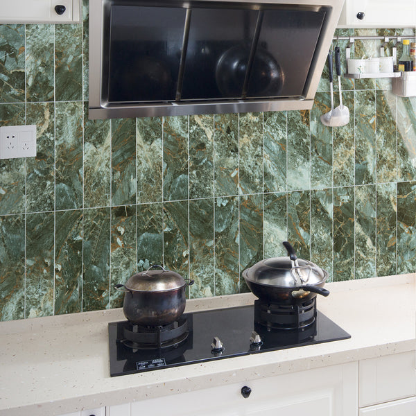 Polished Green Marble 3''x12'' Subway PVC Tile