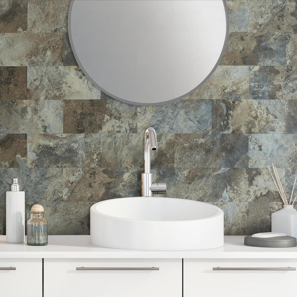 6''x12'' Beige & Brown Subway PVC Tile