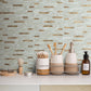 Light Brown Marble Look PVC Stacked Tile Mixed Bronze Metal Chips