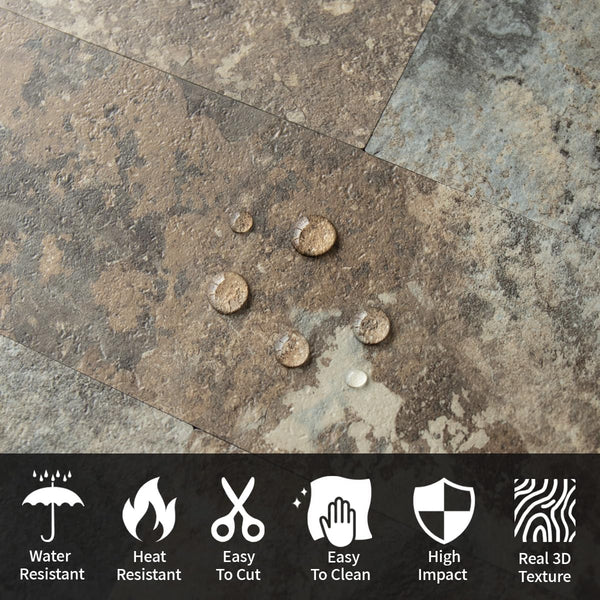 3''x12'' Beige & Brown Slate Subway PVC Tile