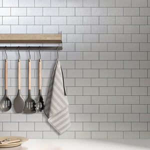 Silver Brushed Aluminum Subway PVC Tile Sheet