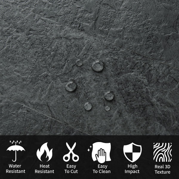 3''x12'' Black Slate Subway PVC Tile