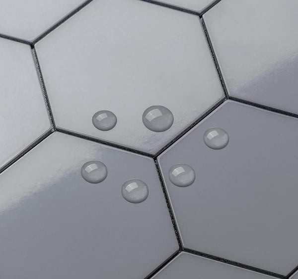 Polished Grey Ceramic Look Hexagon PVC Tile