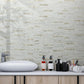 Light Beige Faux Stone PVC Stacked Tile Mixed Light Gold Metal Chips