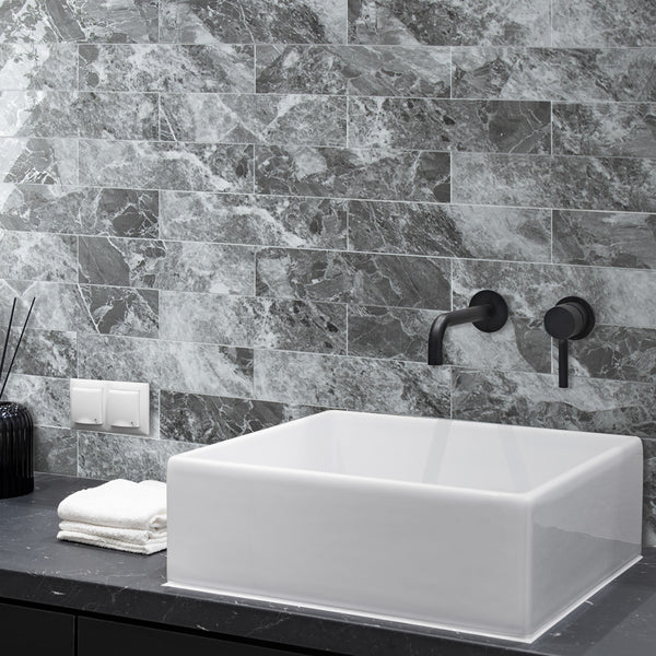 Polished Light Grey Marble 3''x12'' Subway PVC Tile