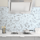 White Marble Hexagon PVC Tile Mixed Metal Silver