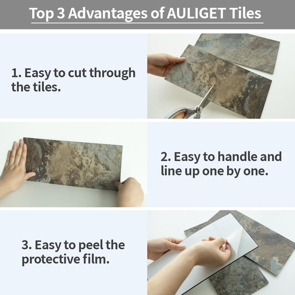 6''x12'' Beige & Brown Subway PVC Tile