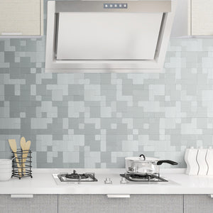 Silver Brushed Stainless Square Mosaic PVC Tile