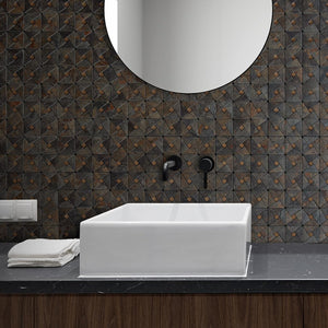 Rust Slate Pinwheel Mosaic PVC Tile Mixed Glass