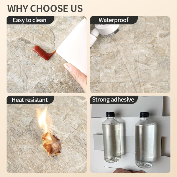 Beige Sandstone Sheeted PVC Subway Tile