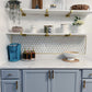 Polished White Ceramic Look Hexagon PVC Tile Mixed Light Golden Metal Chips