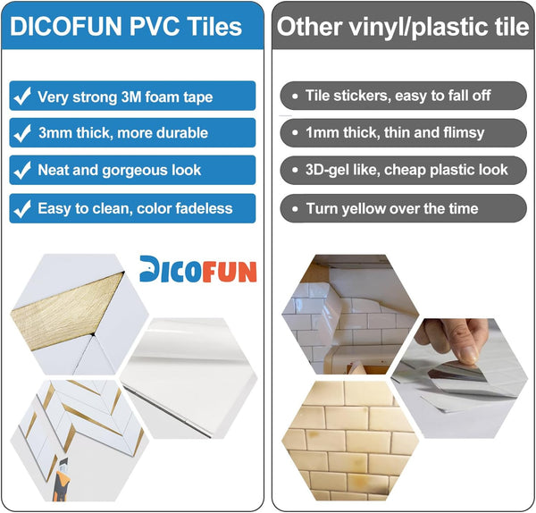 Polished White Herringbone PVC Tile Mixed Golden Chips