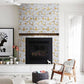 White Marble Look Triangle PVC Mosaic Tile Mixed Golden Chips