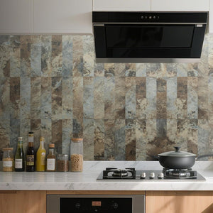 3''x12'' Beige & Brown Slate Subway PVC Tile