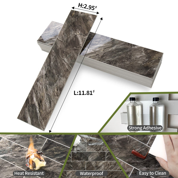 Polished Brown Marble 3''x12'' Subway PVC Tile