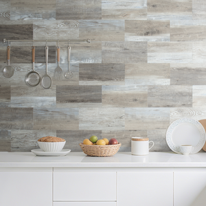 5.75''x12.2'' Taupe and Beige Weathered Wood PVC Subway Tile