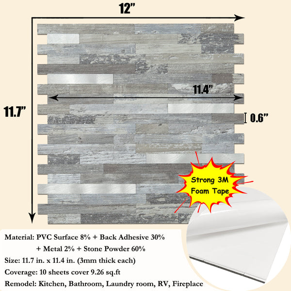 Distressed Wood Stacked PVC Mixed Silver Metal Chips - Canada