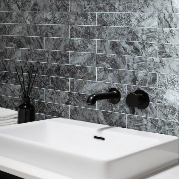 Polished Dark Grey Marble 3''x12'' Subway PVC Tile