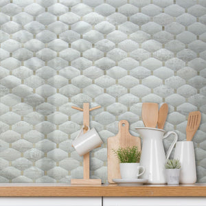 Beige Stone Octagon PVC Tile Mixed Metal Gold