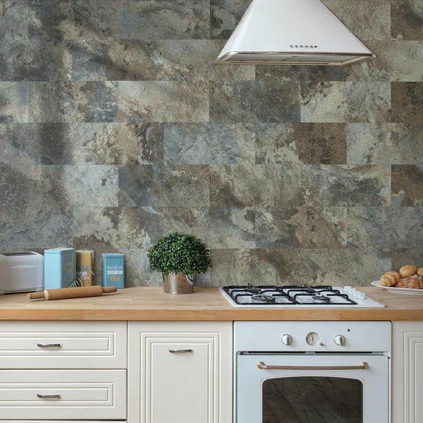 6''x12'' Beige & Brown Subway PVC Tile