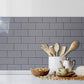 3''x6'' Polished Grey Ceremic Look Thick PVC Tile With Faux Black Grout