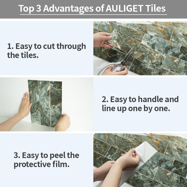 Polished Green Marble 3''x12'' Subway PVC Tile
