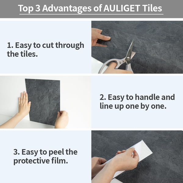 3''x12'' Black Slate Subway PVC Tile