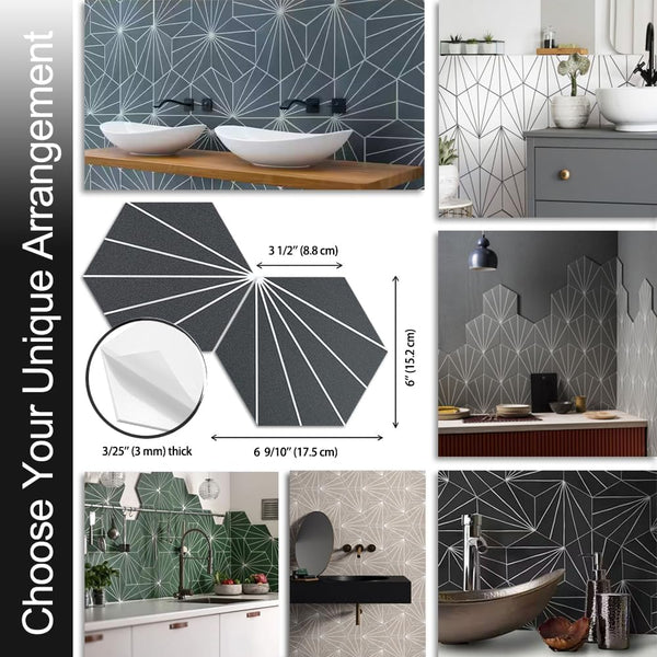 Gray Star Burst Hexagon PVC Tile