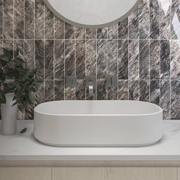 Polished Brown Marble 3''x12'' Subway PVC Tile