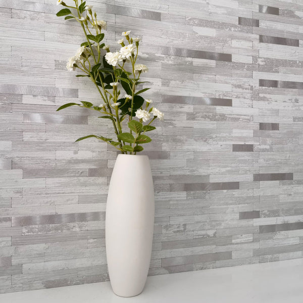 White Birch Stacked PVC Tile Mixed Silver Metal Chips - Canada