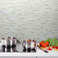 Light Beige Faux Stone PVC Stacked Tile Mixed Light Gold Metal Chips