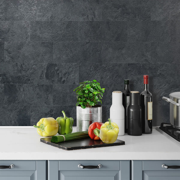 6''x12'' Black Slate Subway PVC Tile
