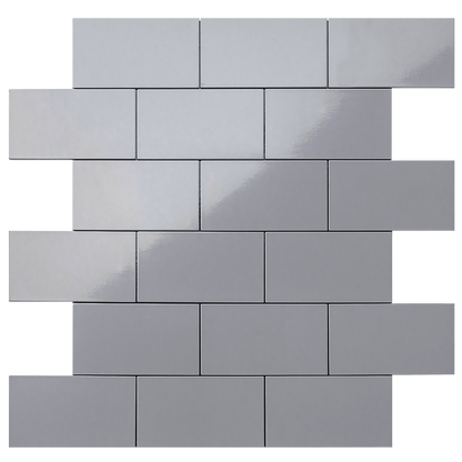 Polished Gray Ceramic Look Subway PVC Tile