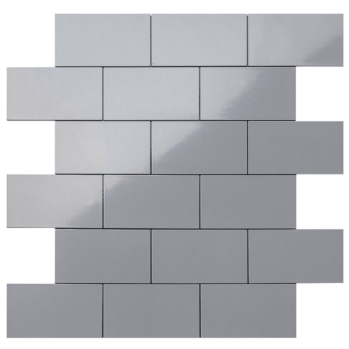 Polished Gray Ceramic Look Subway PVC Tile