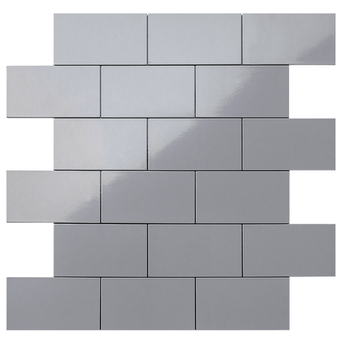 Polished Gray Ceramic Look Subway PVC Tile