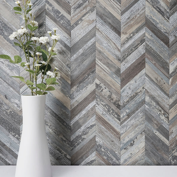 Distressed Wood Chevron PVC Tile