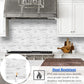 White Marble Look Stacked PVC Tile Mixed Silver Metal Chips