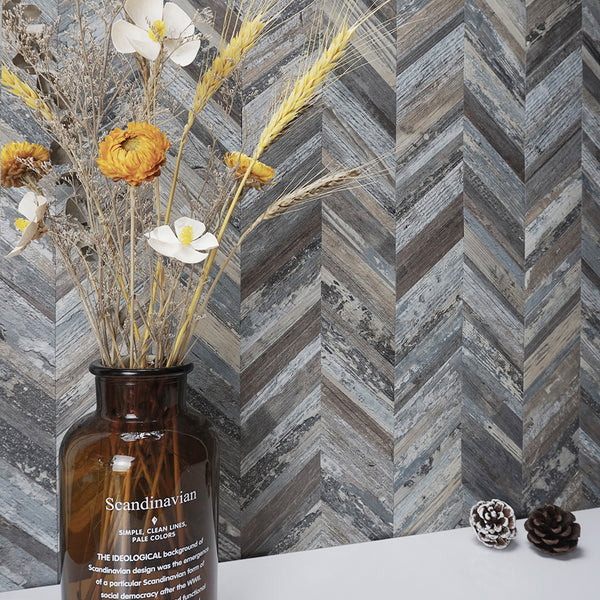 Distressed Wood Chevron PVC Tile