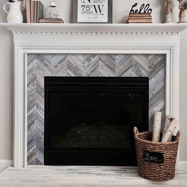 Distressed Wood Chevron PVC Tile