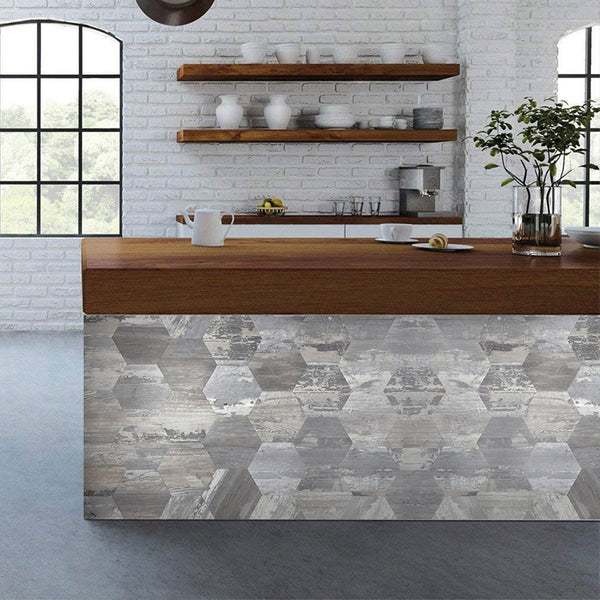 Distressed Wood Hexagon PVC Tile